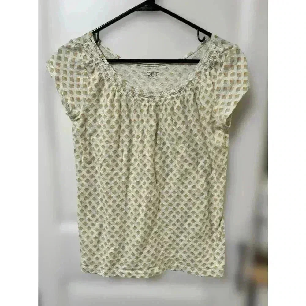 Loft Outlet Orange And Beige Blouse, Size Small